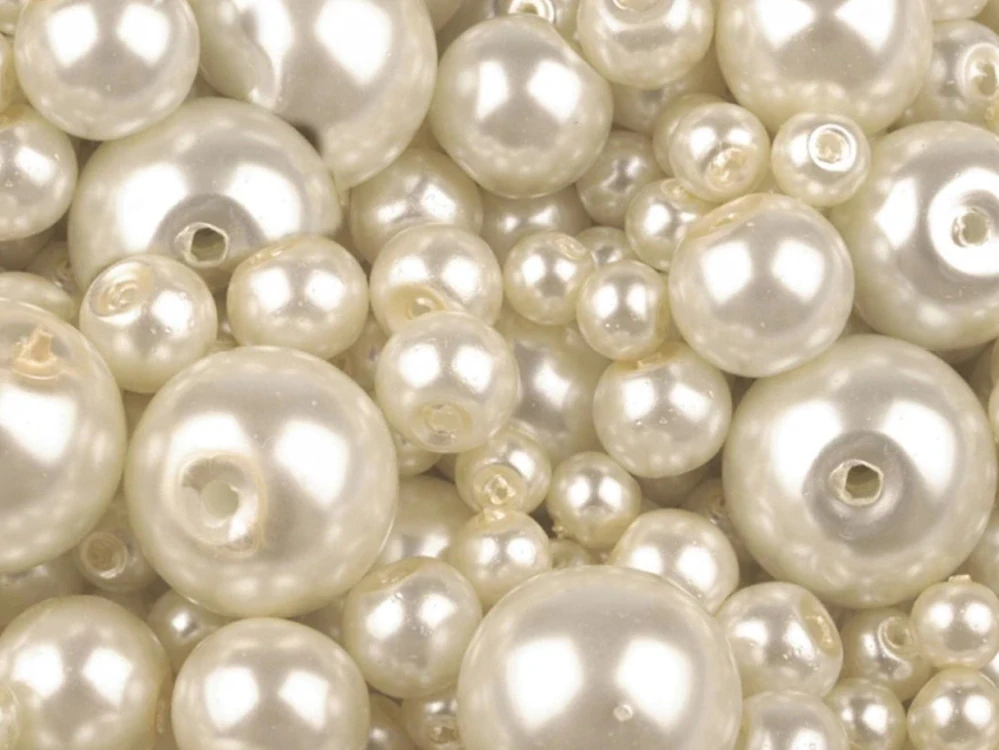 Voskované perly 4-12 mm kulička (30 g) - krémové
