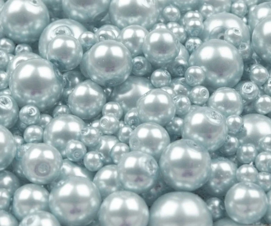 Voskované perly 4-12 mm kulička (30 g) - modrá ledová