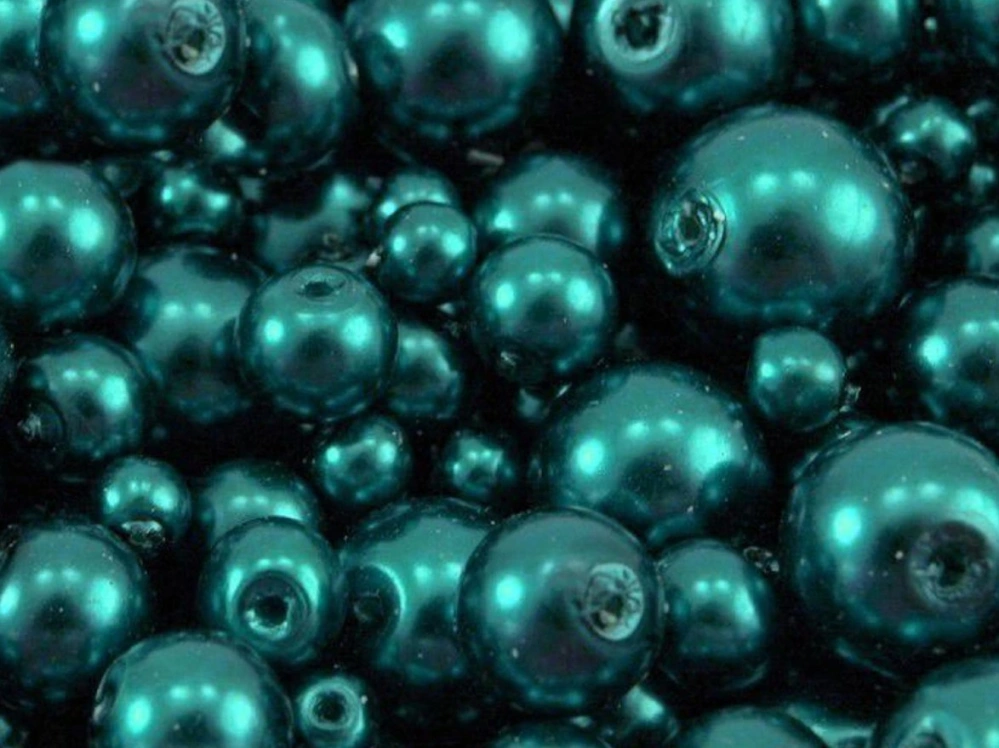 Voskované perly 4-12 mm kulička (30 g) - modrozelená