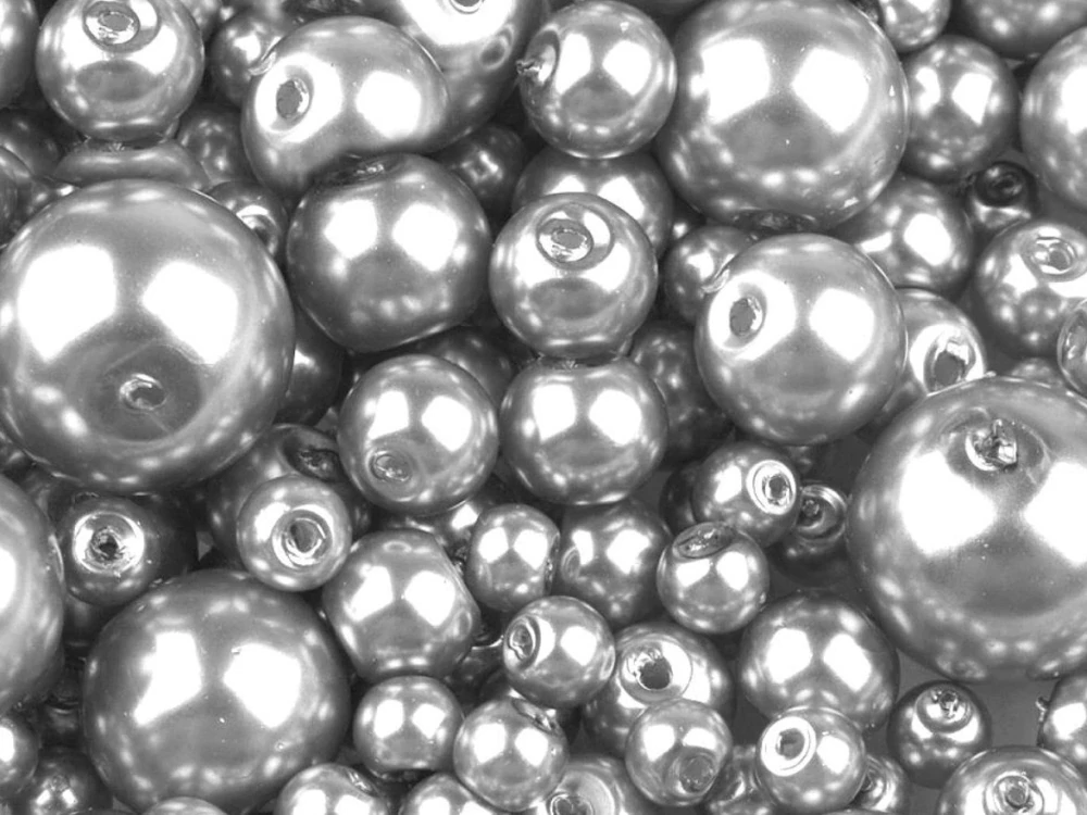Voskované perly 4-12 mm kulička (30 g) - stříbrná