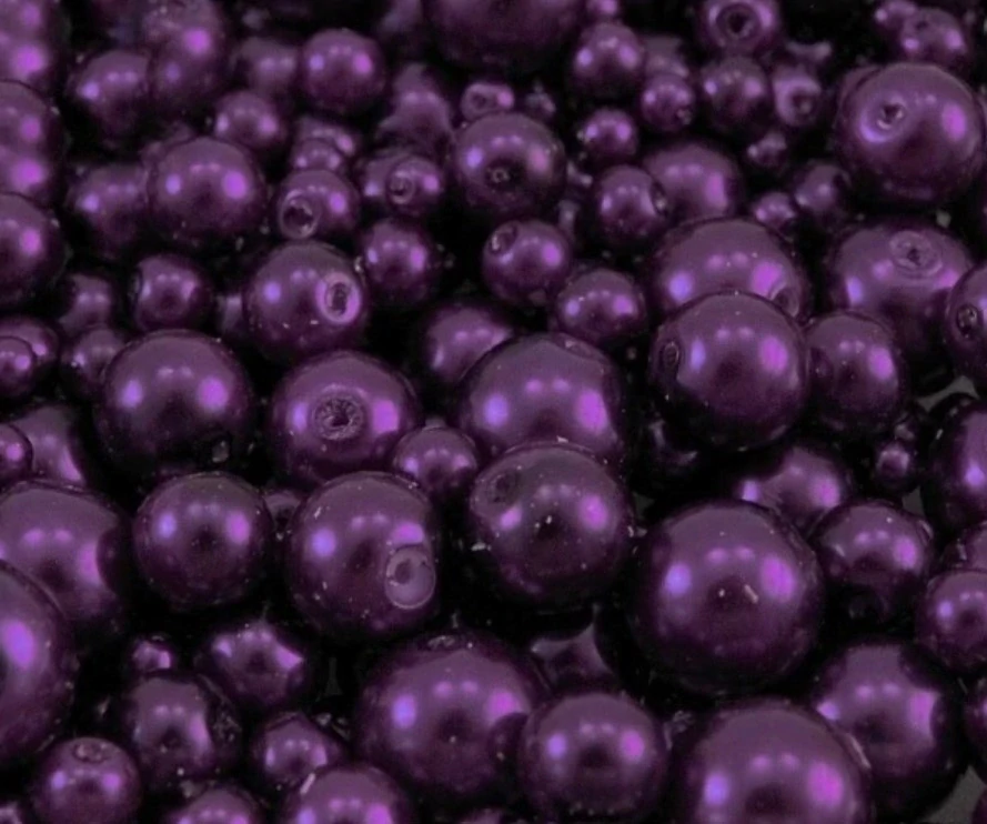 Voskované perly 4-12 mm kulička (30 g) - fialová tmavá