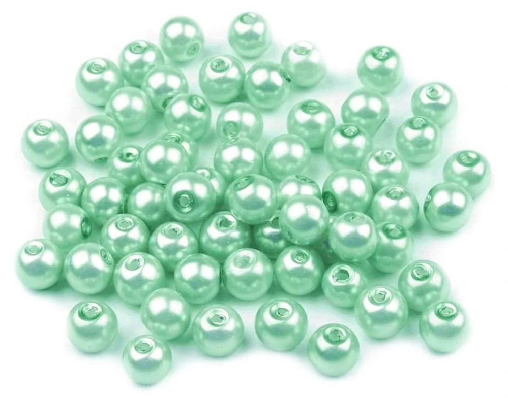 Voskované perly 6 mm kulička (50ks) - mentolová
