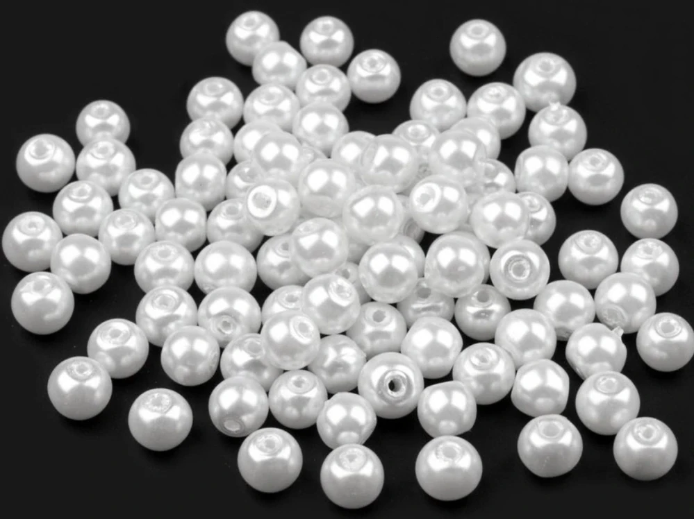 Voskované perly 6 mm kulička (50ks) - bílá