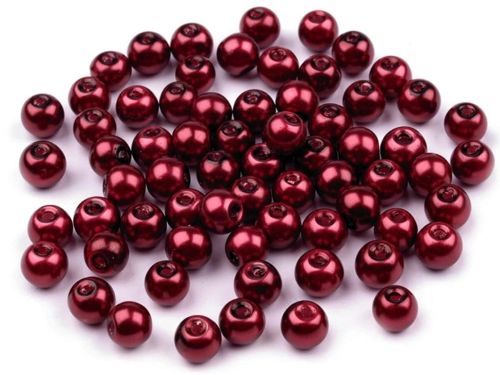 Voskované perly 6 mm kulička (50ks) - vínová