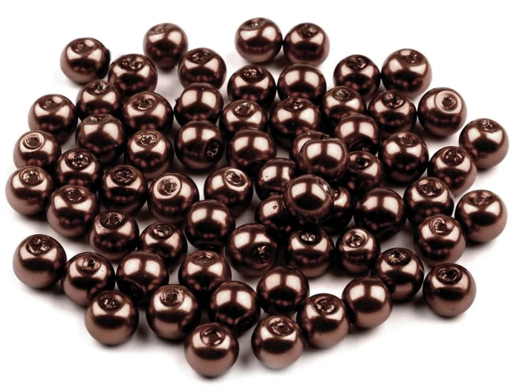 Voskované perly 6 mm kulička (50ks) - hnědá tmavá