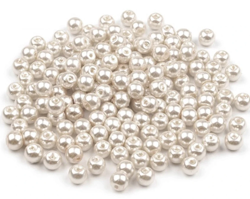 Voskované perly 6 mm kulička (50ks) - krémová