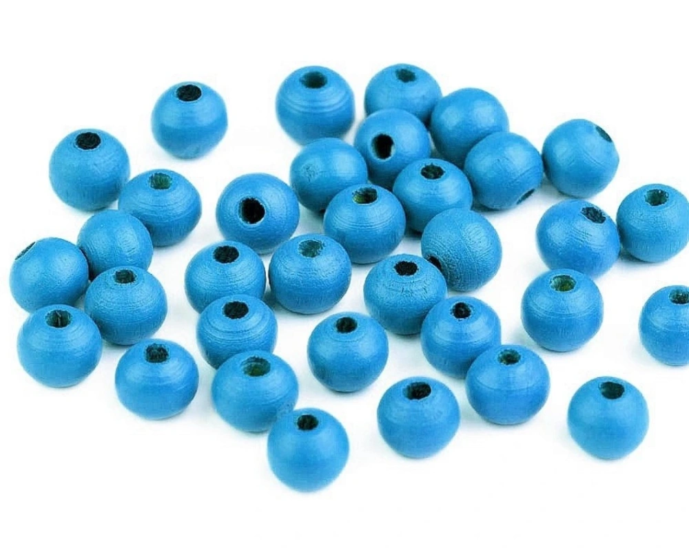 Korálky dřevěné kulička 8 mm (50 kusů) - modré