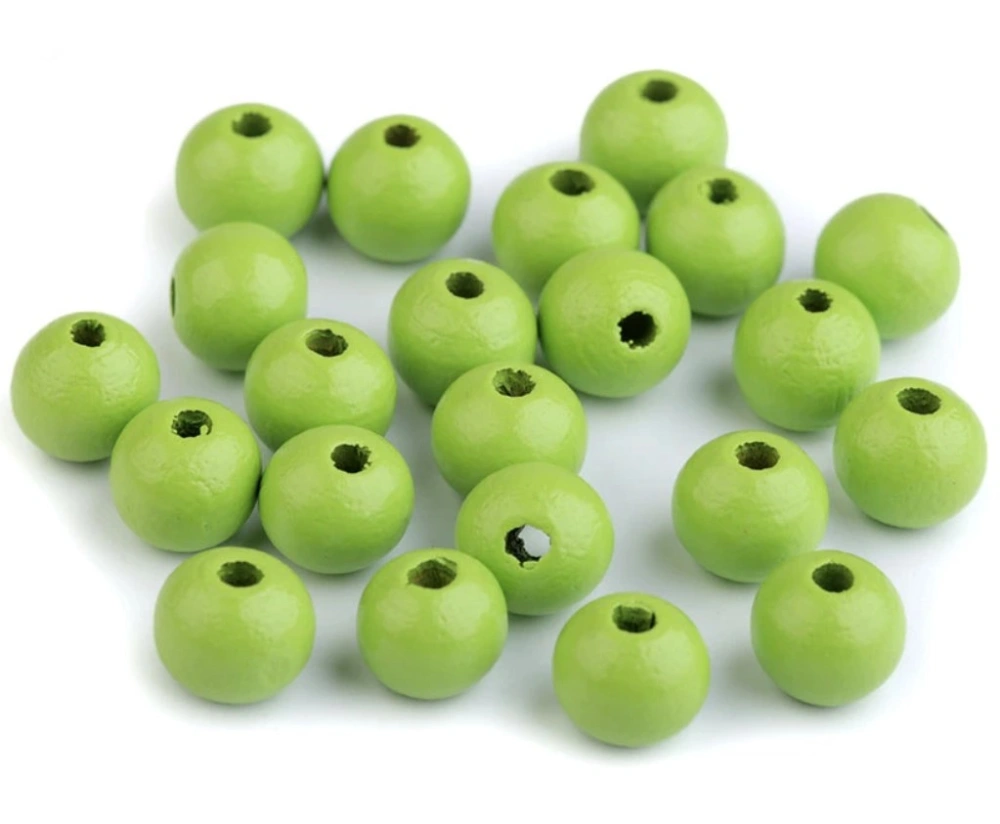 Korálky dřevěné kulička 10 mm (30 kusů) - zelené