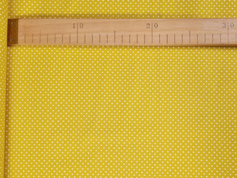 Bavlněné plátno - Puntíky 2 mm na okrové