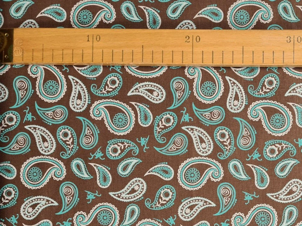 Bavlněné plátno - Paisley na hnědé