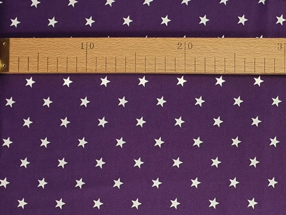 Jednolícní elastický úplet - Hvězdičky na fialové