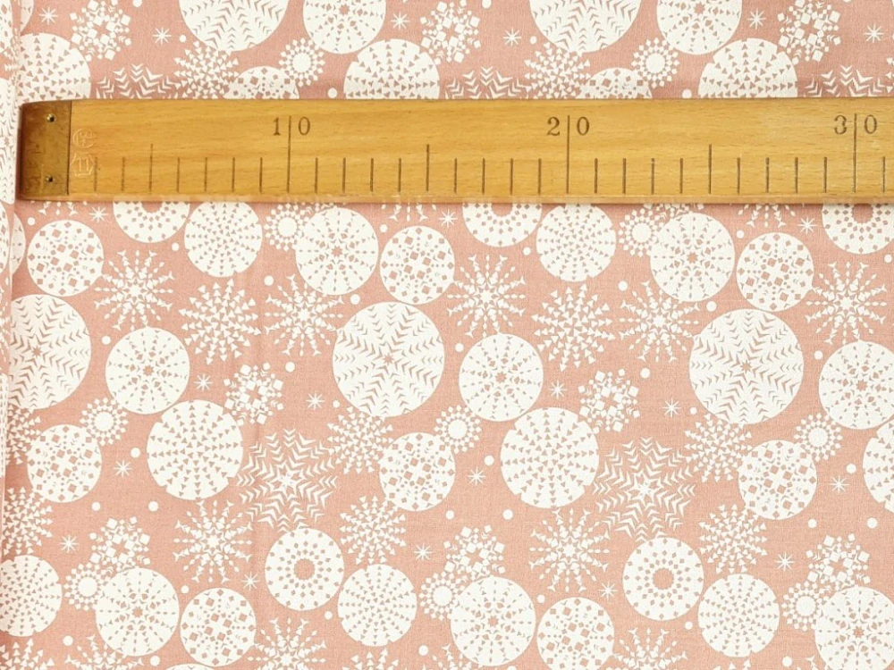 Bavlněné plátno - Baňky na starorůžové