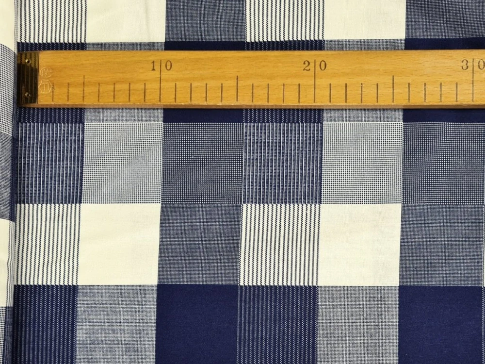 Bavlněné plátno - Čtverce tmavě modré