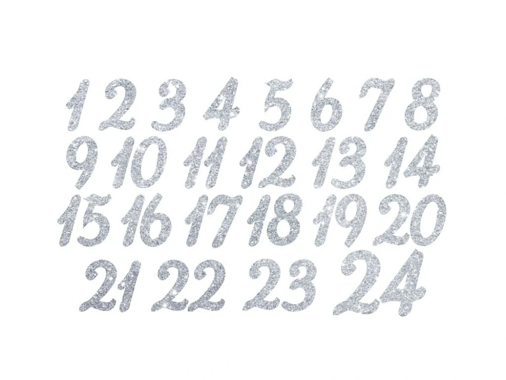 Nažehlovací glitrový potisk - adventní čísla