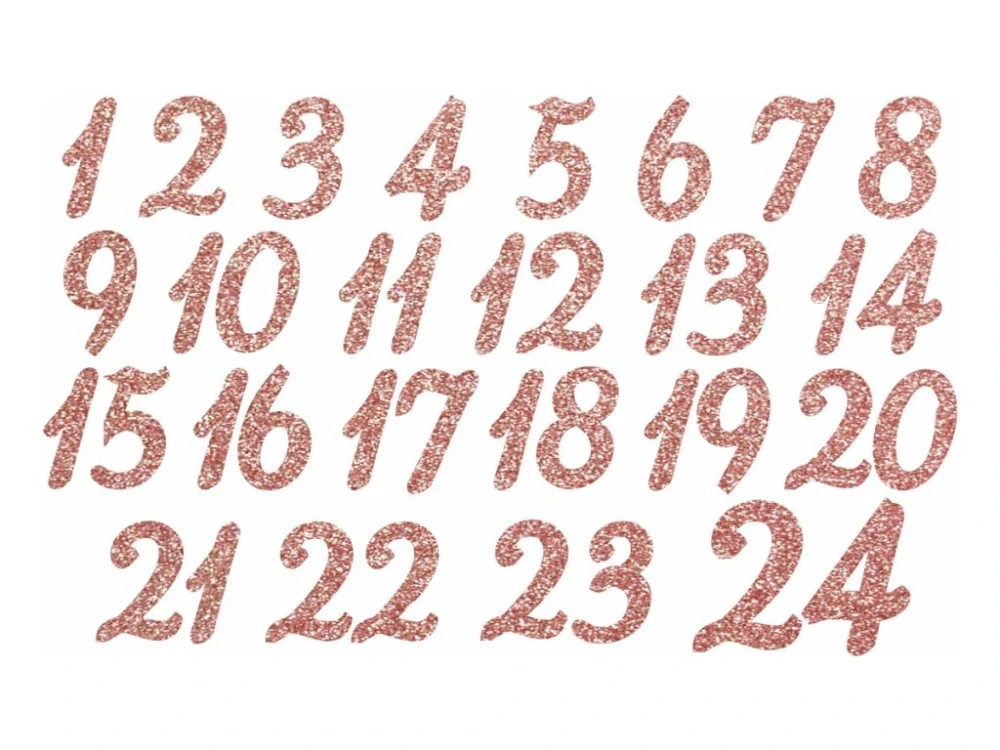 Nažehlovací glitrový potisk - adventní čísla