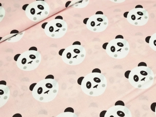 Bavlněné plátno - Panda na světle lososové