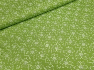 Bavlněné plátno  - Květy na zelené