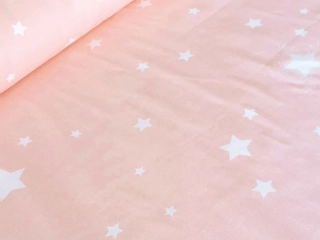 Bavlněné plátno - Hvězdy na baby růžové