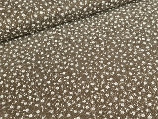 Bavlněné plátno  - Drobné kvítky na hnědé