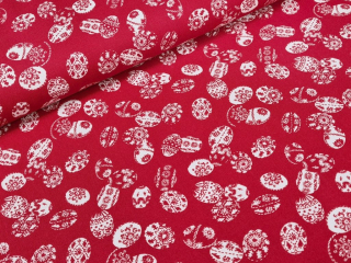 Bavlněné plátno - Kraslice na tmavě červené