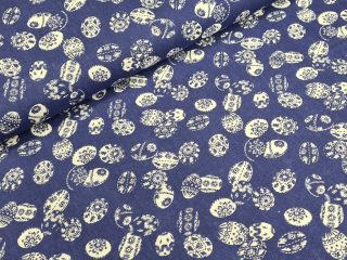 Bavlněné plátno - Kraslice na tmavě modré