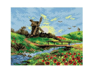 Předloha vyšívací 24 x 30 cm - Větrný mlýn