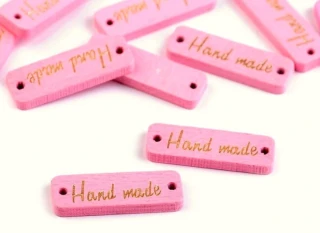 Dřevěná cedulka Hand Made - růžová