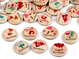 Dřevěný dekorační knoflík Handmade mix