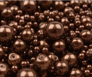 Voskované perly 4-12 mm kulička (30 g) - hnědá