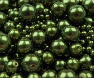 Voskované perly 4-12 mm kulička (30 g) - olivová