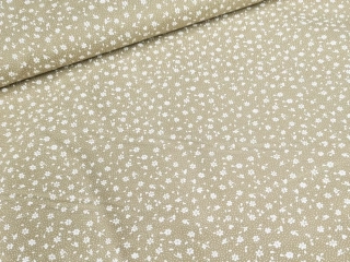 Bavlněné plátno  - Drobné kvítky na světle hnědé