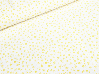 Bavlněné plátno  - Drobné kvítky žluté na bílé
