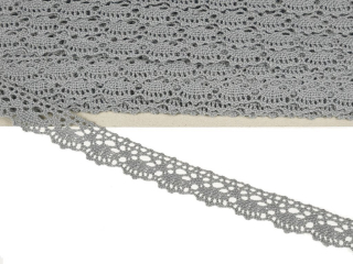 Bavlněná krajka paličkovaná 20 mm - šedá