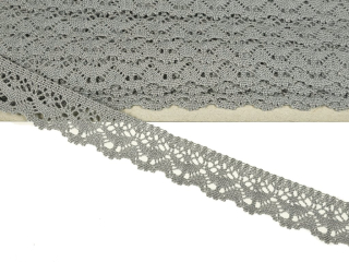 Bavlněná krajka paličkovaná 23 mm - šedá