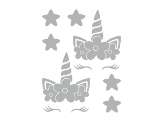 Reflexní nažehlovací potisk - jednorožec a hvězdy (2 kusy)