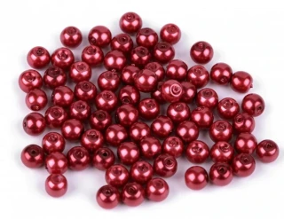 Voskované perly 6 mm kulička (50ks) - červená