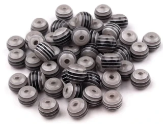 Korálky plastové 8 mm Kulička s proužkem (30 kusů) - černé