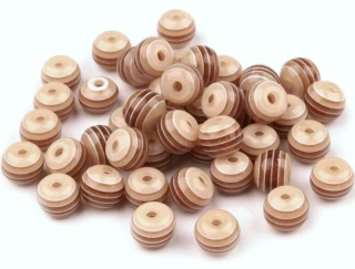 Korálky plastové 8 mm Kulička s proužkem (30 kusů) - hnědé