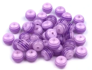 Korálky plastové 8 mm Kulička s proužkem (30 kusů) - fialové